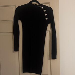 Balmain black knot Button-Detail Dress